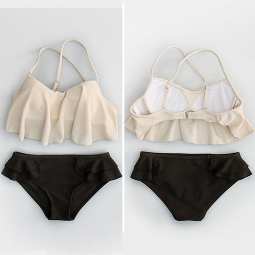 Flared Top and ruffle Bottom Bikini Set
